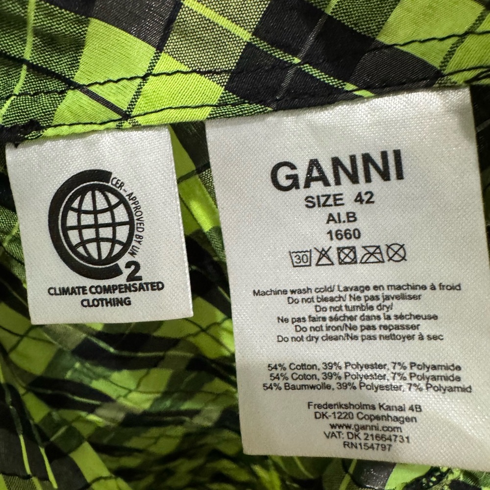 GANNI Seersucker Check Maxi Dress in green - Picture 11 of 13